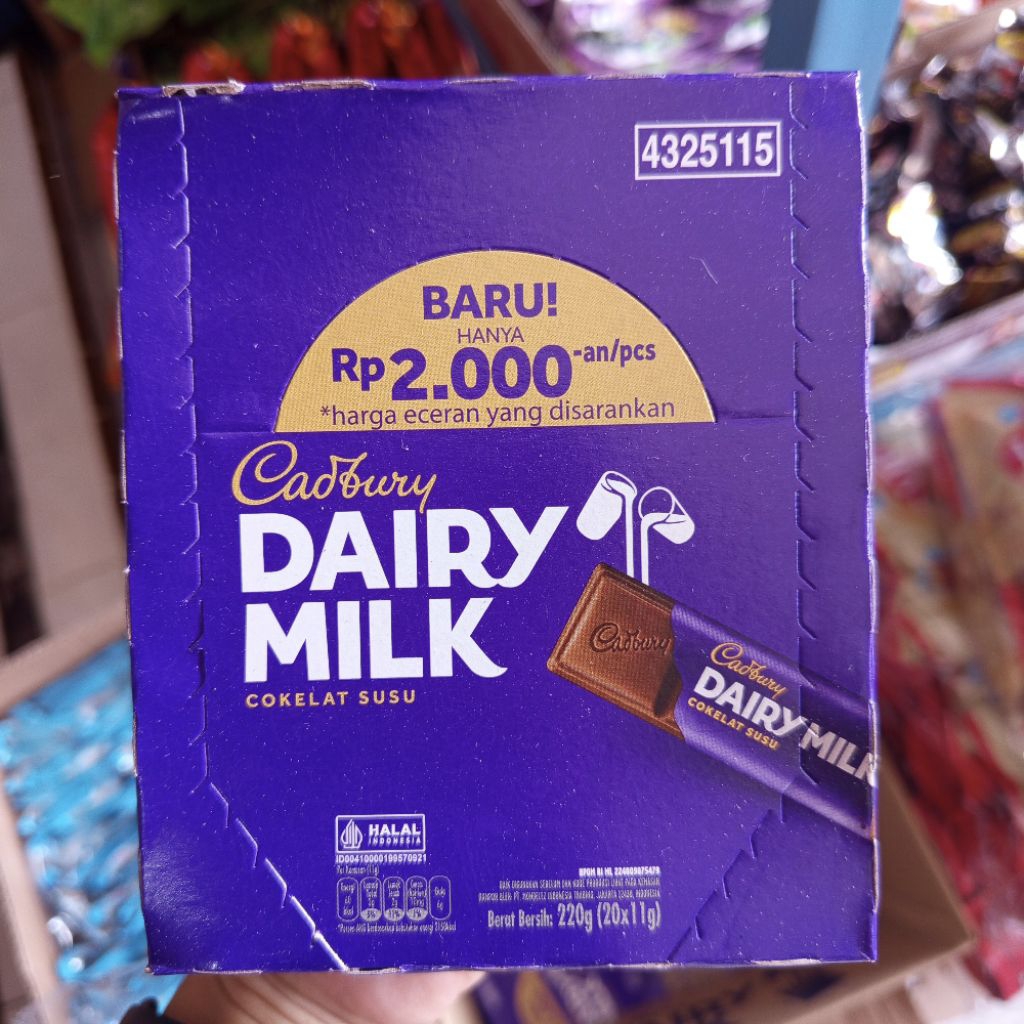 Cadbury Dairy Milk coklat mini 2000an isi 20 pcs/box
