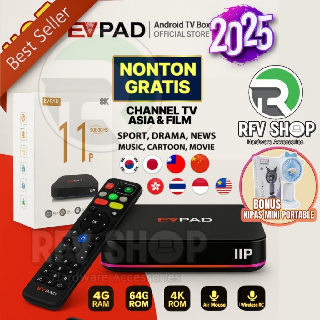 EVPAD 10S / 10P / 11S / 11P Nonton gratis siaran TV  Smart TV Box Android 2GB+32GB / 4GB+64GB wifi6 