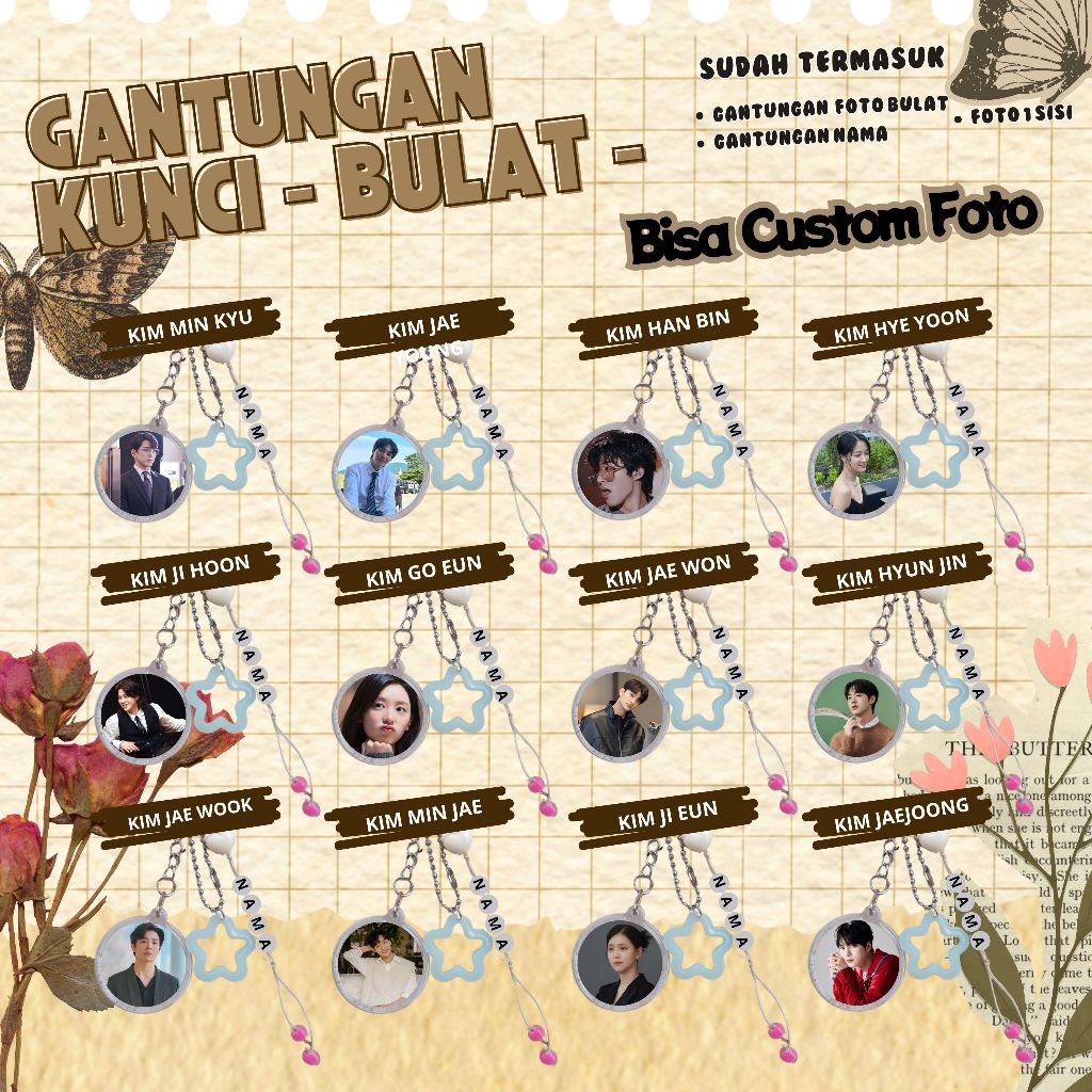 (BISA CUSTOM) GANTUNGAN KUNCI BULAT KPOP I KIM HAN BIN I KIM HYE YOON I KIM HYUN JIN I KIM JAE WON I