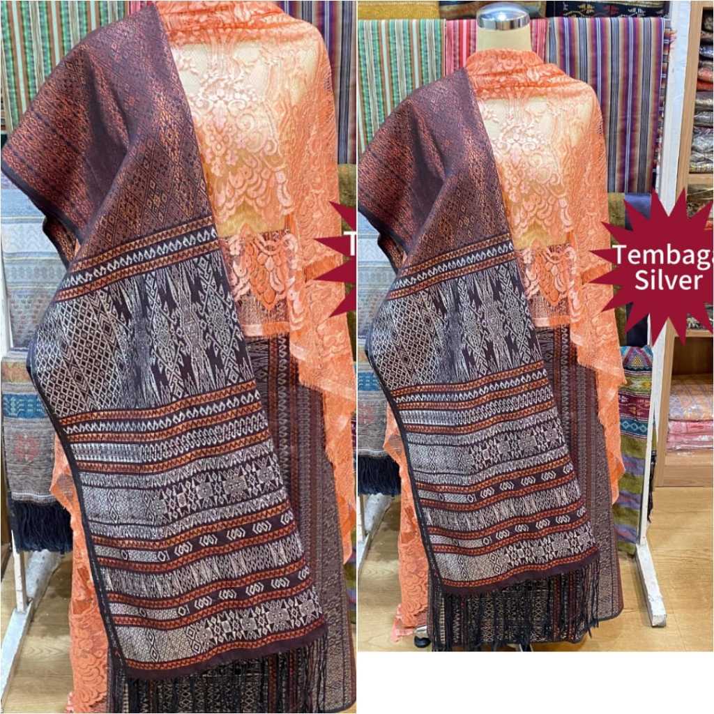 Songket pengantin tumtuman gold merah full kristal / kain tumtuman tanpa sambung