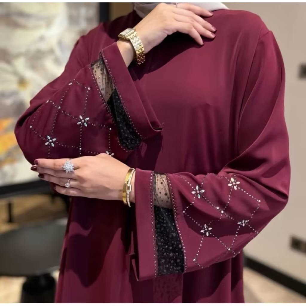 FLASH SALE AZNA ABAYA PREMIUM COQUETTE WANITA ELEGAN ,ABAYA BORDIR MOTIF PITA,ABAYA TERBARU ABAYA