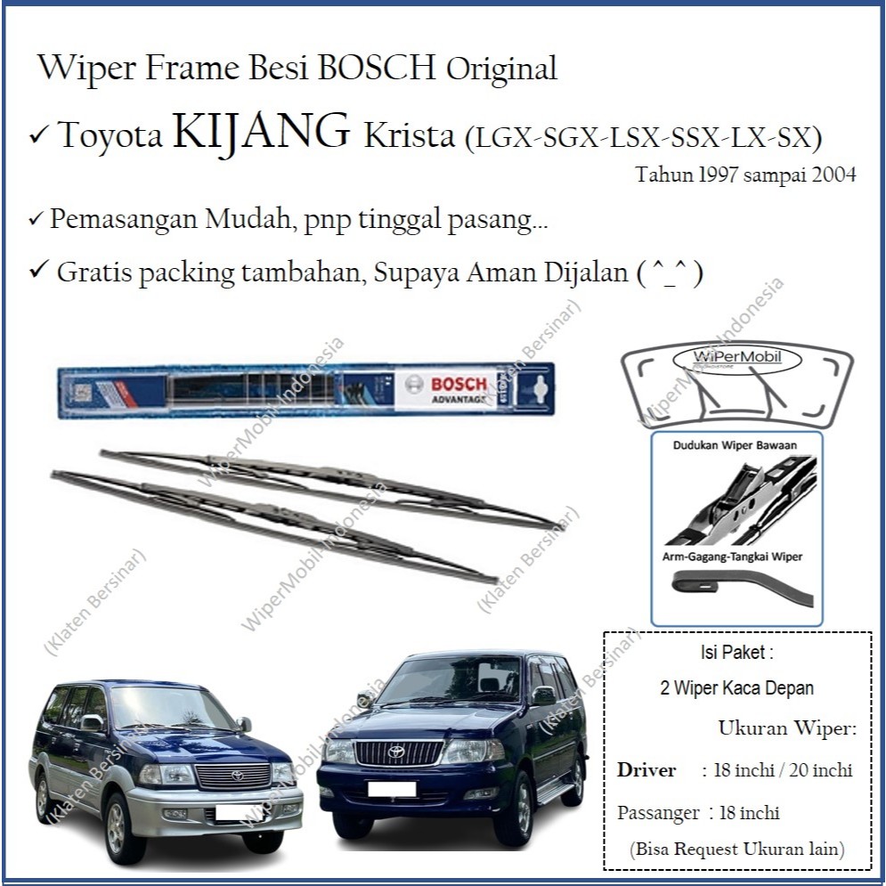 Wiper Mobil Toyota Kijang LGX LSX LX 1997 1998 19999 2000 20001 2002 2003 2004 BOSCH