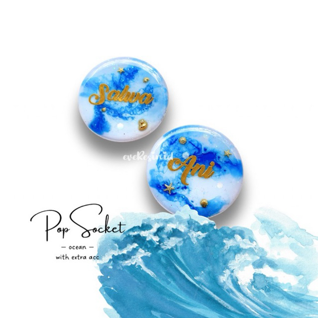[Ocean] Pop Socket Griptok Custom Resin | Everesin.id | Popsocket Custom Nama | Griptok Custom Nama 