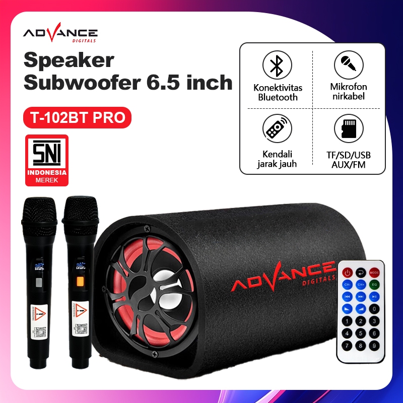 Advance 2 MIC 6.5inch T102BT PRO 45W Bluetooth Speaker Karaoke Subwoofers Speaker For Mobil