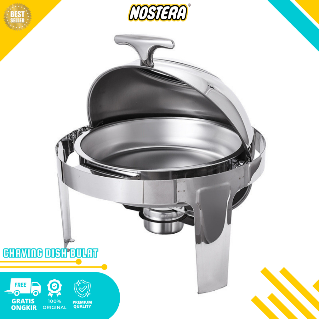 NOSTERA Kitchen - RollTop Bulat Prasmanan Chaving Dish Bulat Stainless Tempat Menaruh Makanan Prasma