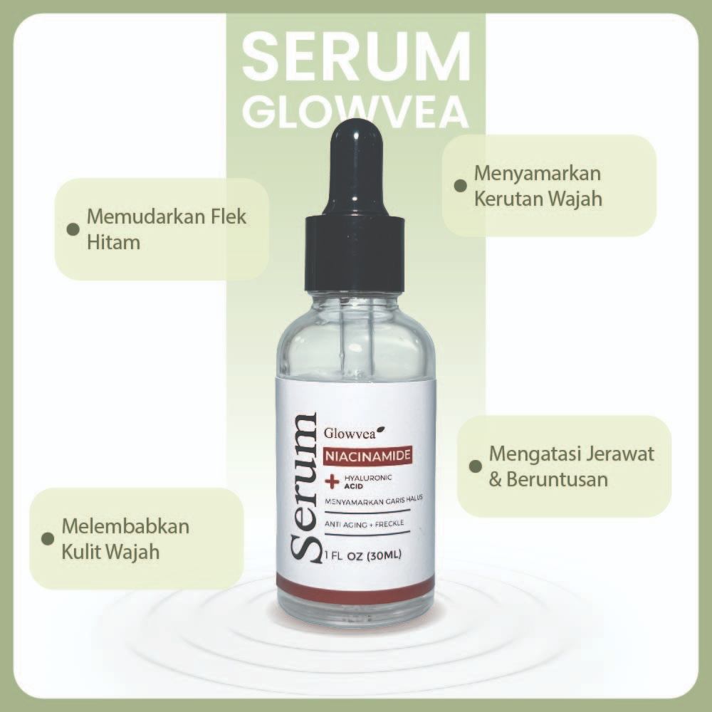 1 Pcs Glowvea Serum Wajah Glowing 30ml Untuk Perawatan Kerutan, Jerawat, Flek Hitam, Kulit Kering Ag