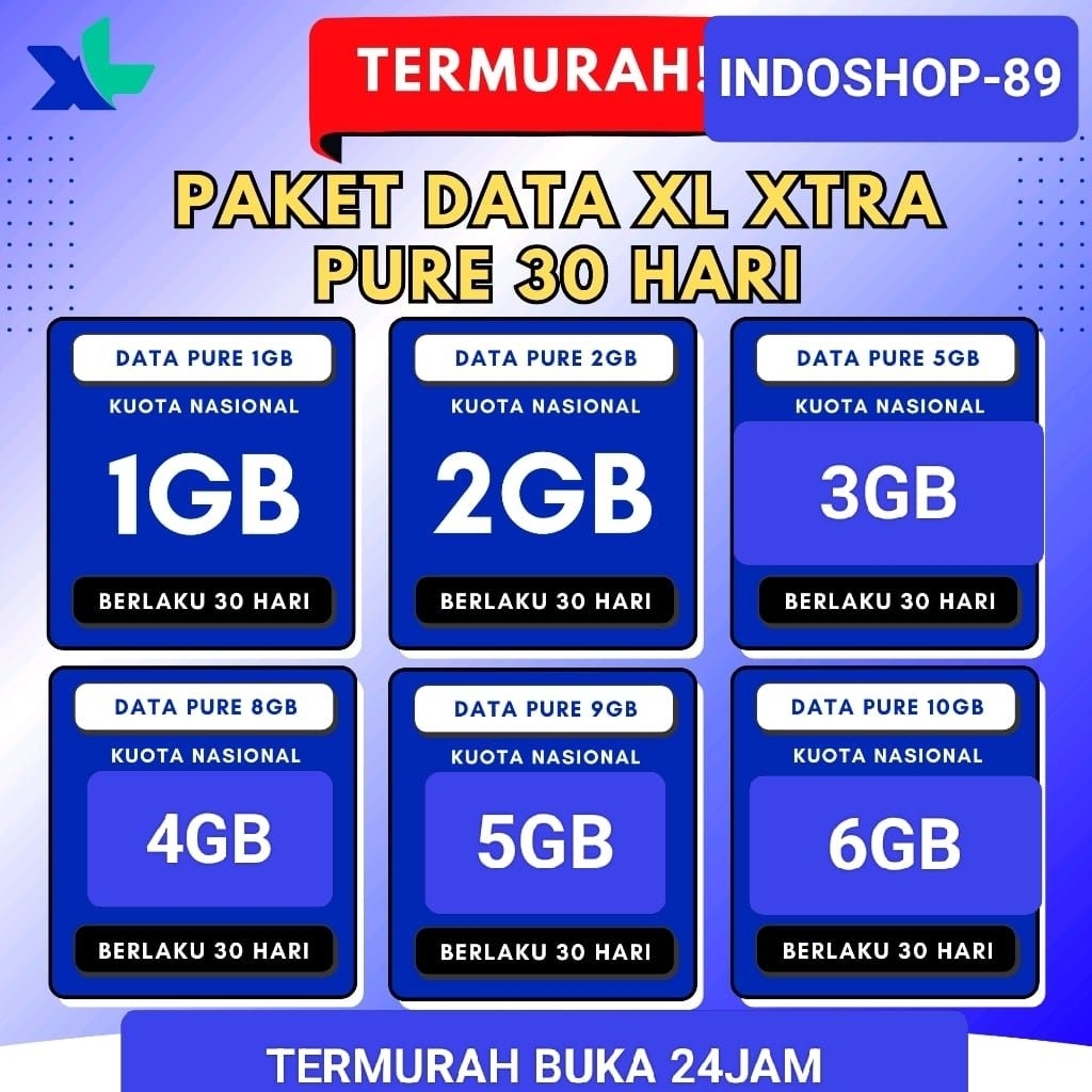 PROMO PAKET DATA PURE XL AKTIF 24JAM 30HARI