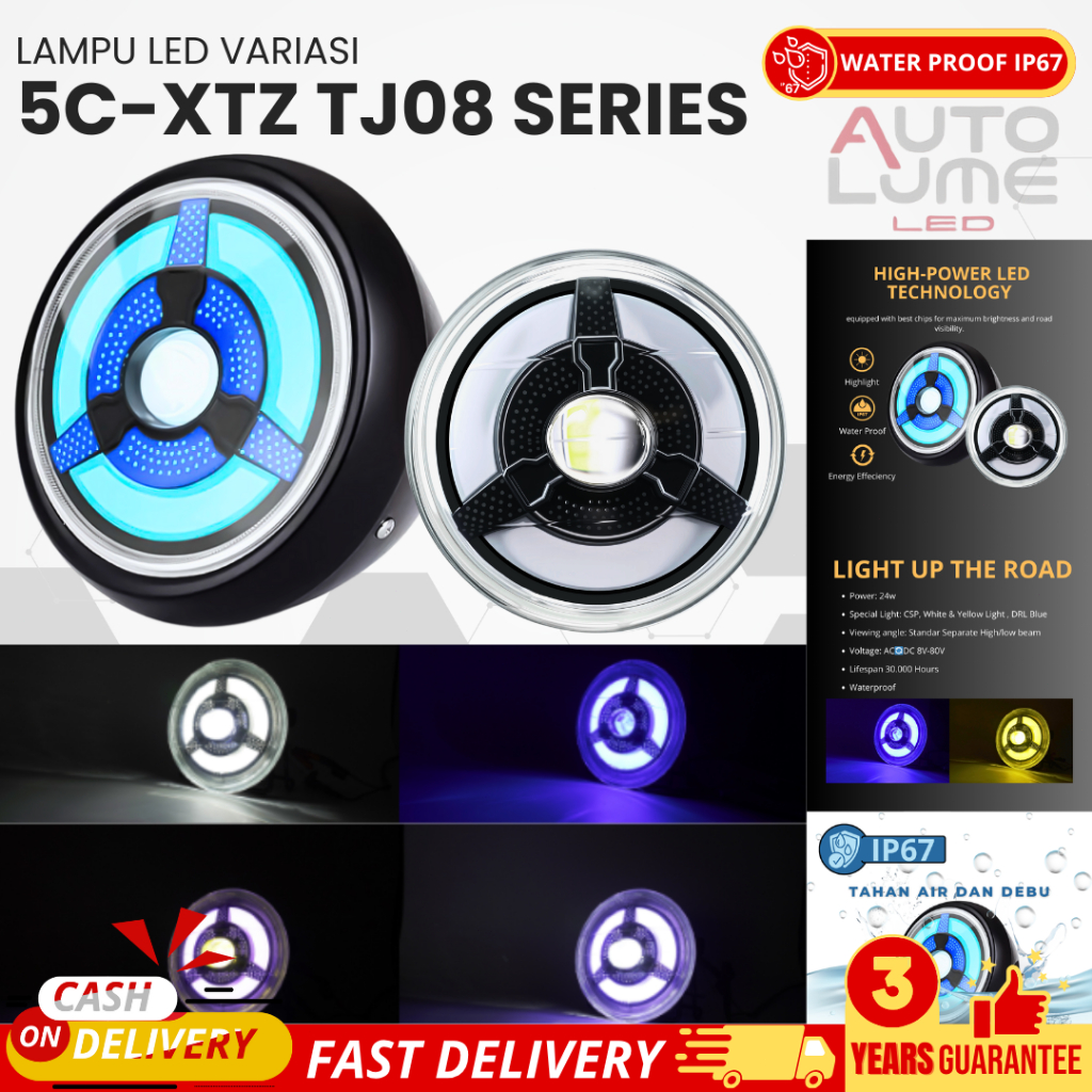 Autolume  Lampu Sorot LED Mobil  XTZ-TJ08 – 8-60V Super Wide Voltage | Dual Chip LED 5064+3030, Caha