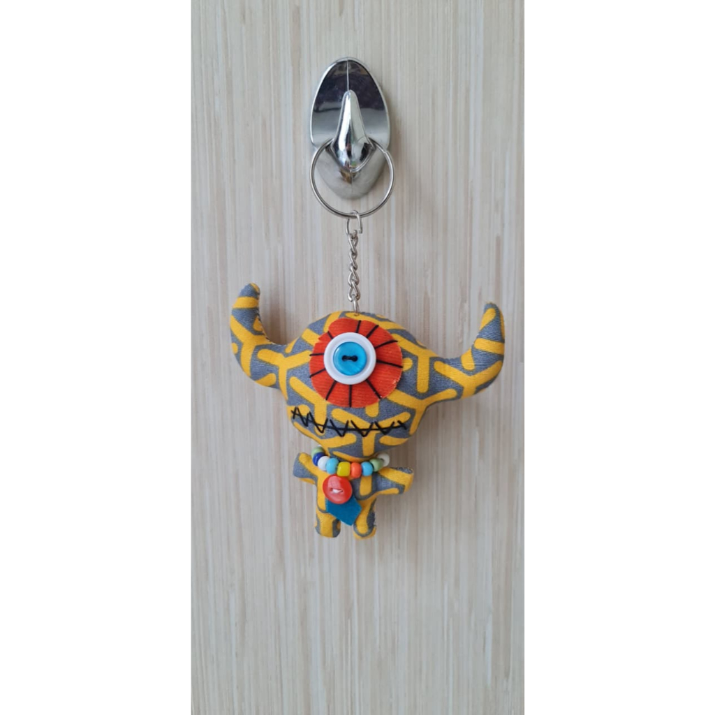 Gantungan Kunci / Tas / Plush Keychain / Bag Charm Doll with Large Button Eyes and Stitched Mouth - 