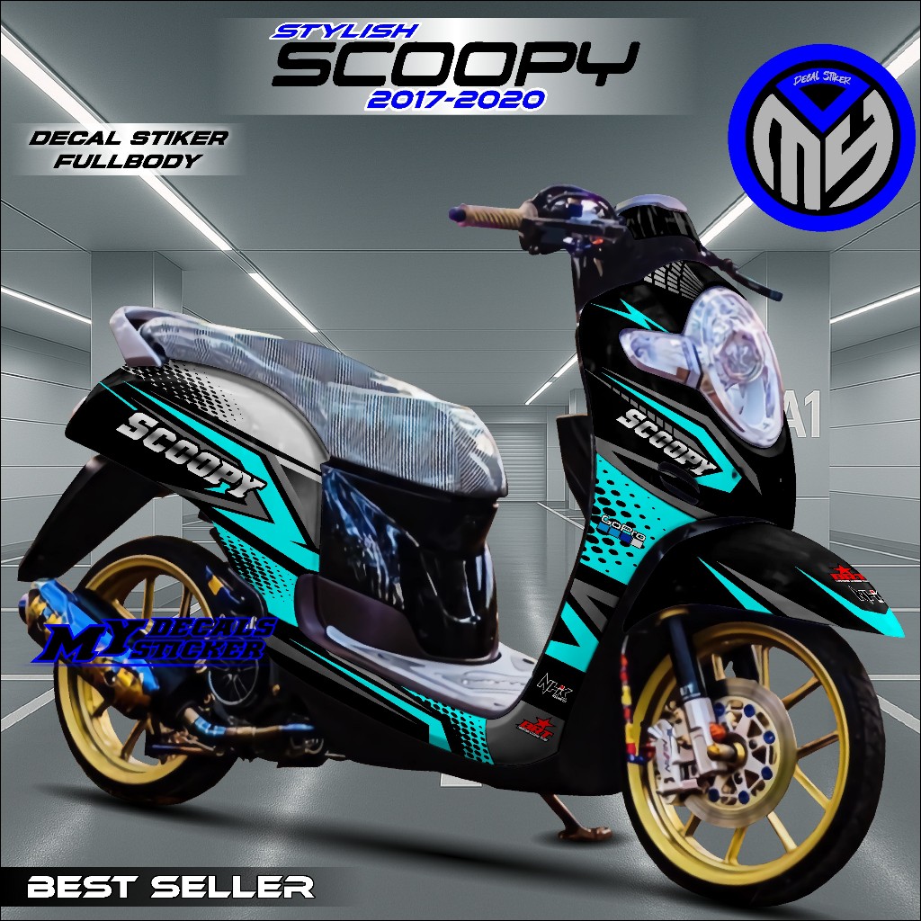Decal scoopy Full Body Stylish Racing Hitam - Decal Stiker Scopy New Fi 2017 2018 2019 2020 Fullbody