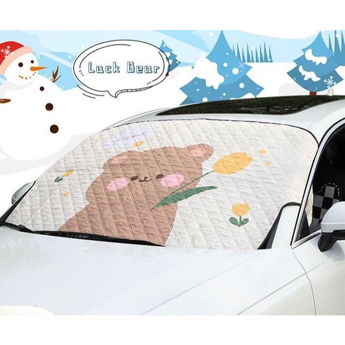 Penutup Kaca Mobil Anti Panas & Anti Salju Motif Bunny & Beruang Lucu