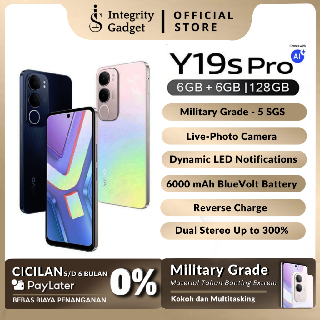 [Instant] Vivo Y19S Pro RAM 6/128GB ( +6GB EXTENDED RAM ) Vivo Terbaru 2025 Resmi Vivo Indonesia