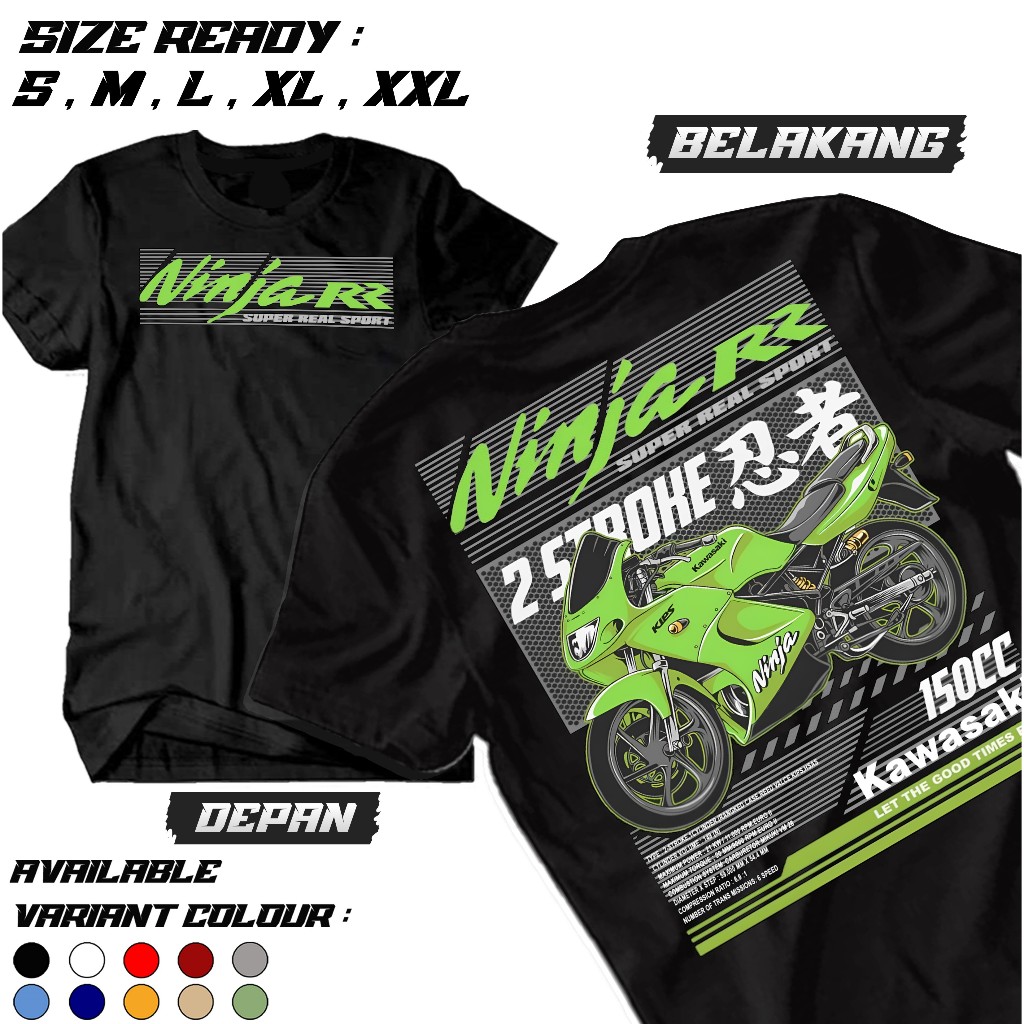 Kaos Motor Kawasaki Ninja RR 150 CC 2 Tax Two Stroke Engine Green Hijau Baju T-shirt Otomotif - Kaos