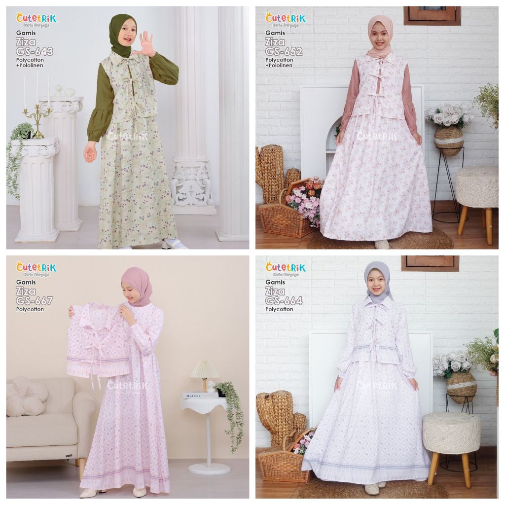 [Bisa COD] Terbaru Gamis Rompi Anak dan Remaja Cutetrik usia 8-14tahun/Gamis Ziza Cutetrik/Gamis Dai