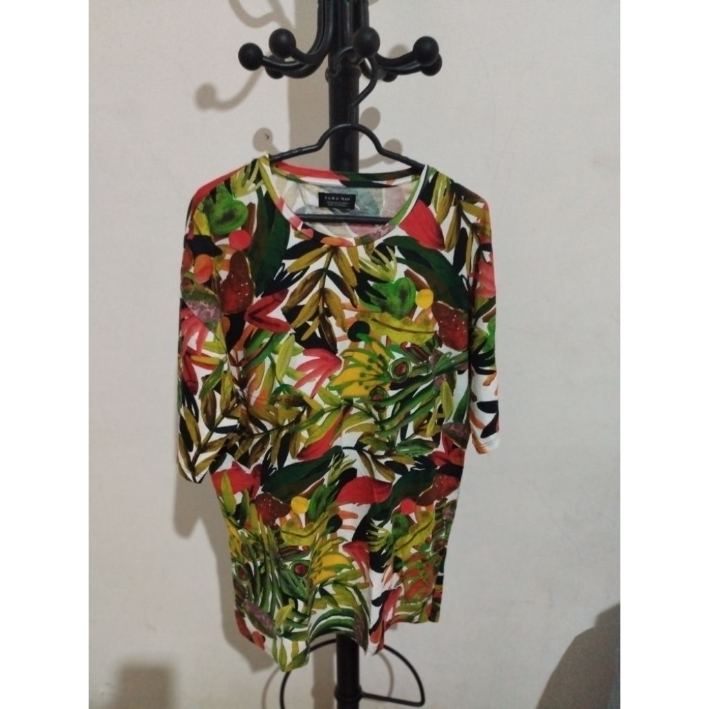 Kaos Zara leher bulat oblong tangan pendek pria original