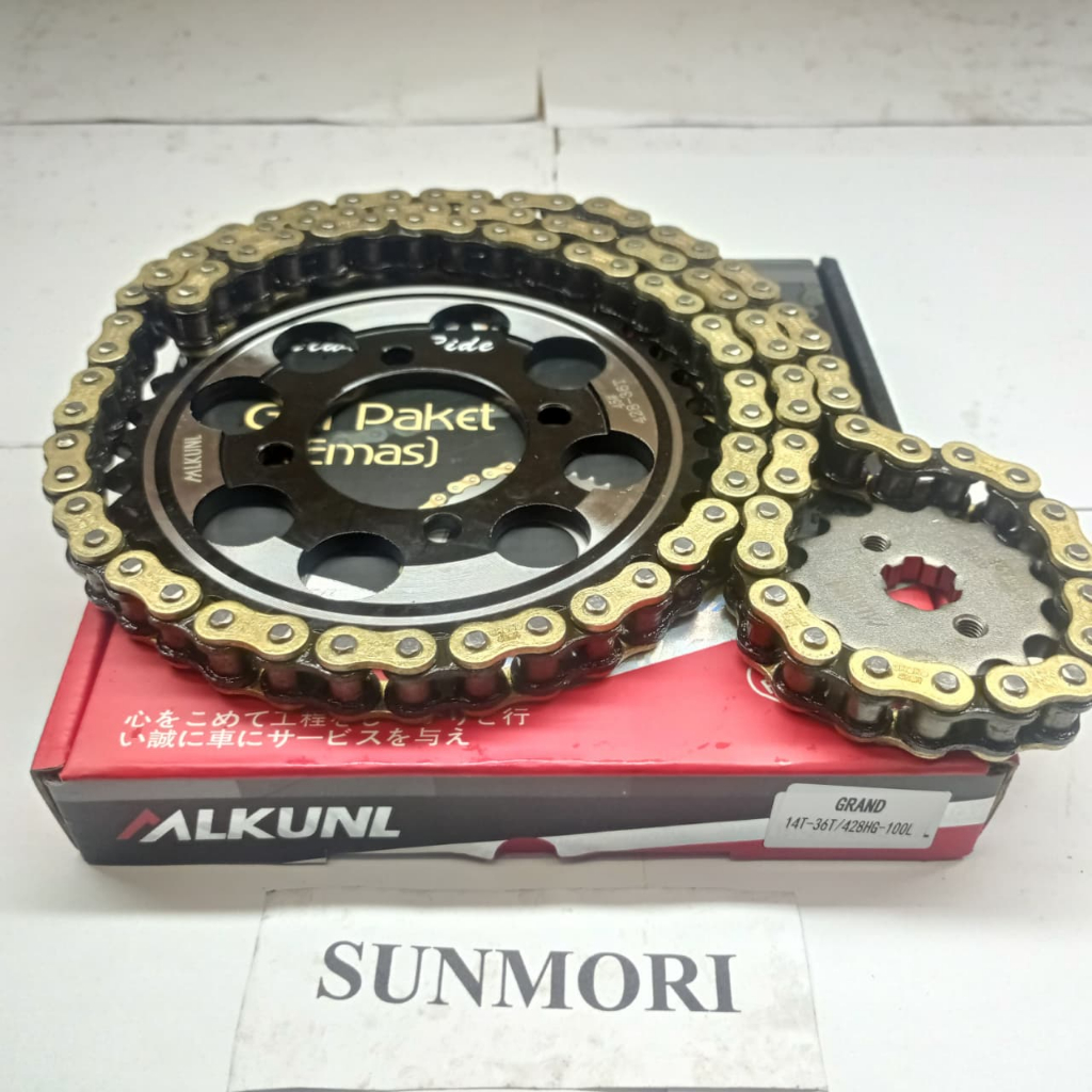GEAR PAKET GEARSET HONDA GRAND LEGENDA RACING GOLD MODEL SSS 14T/36T 428HG-100L MLKUNL