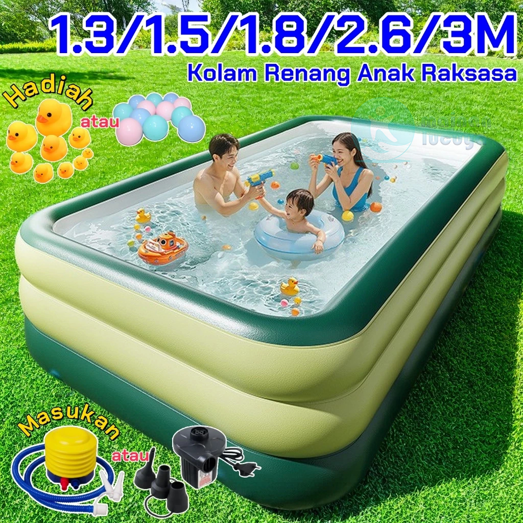 Kolam Renang Anak 1.3M/1.5M/1.8M/2.1M/2.6M/3M swimming pool 3 lapisan Kolam Bola Kolam Renang Tiup K