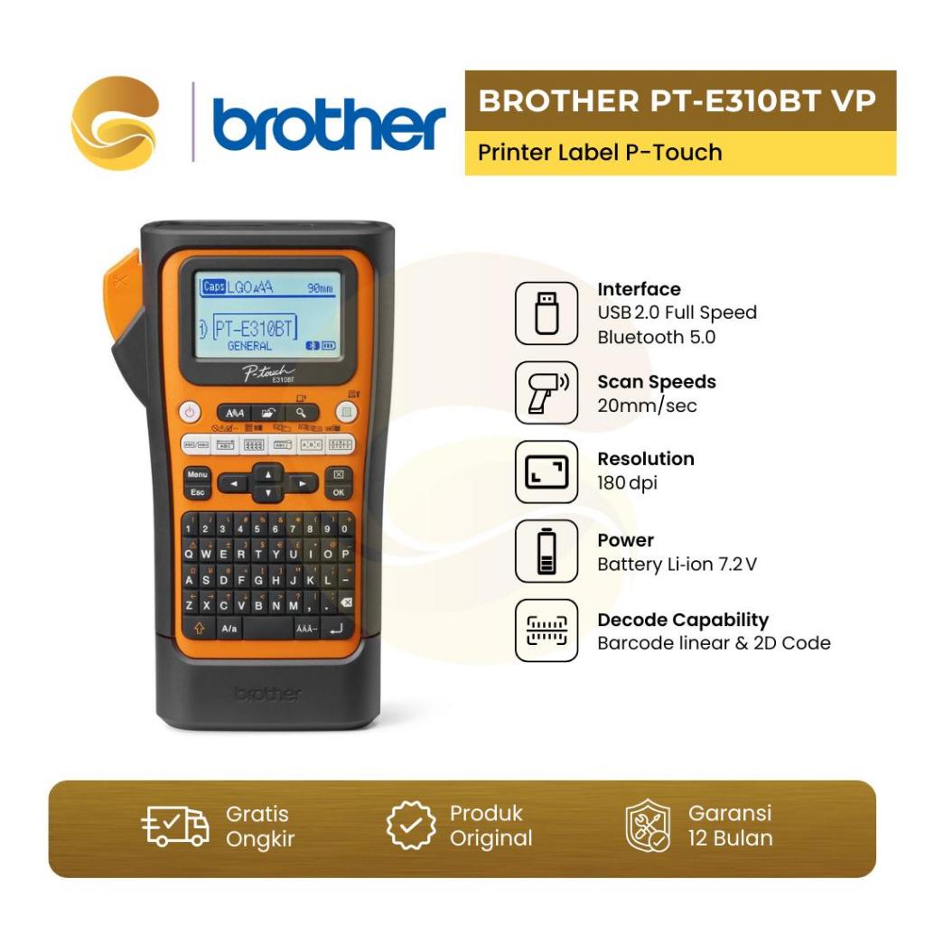 BROTHER Printer Label P-Touch PT-E310BT VP Bluetooth pengganti PTE300VP | PTE310BT PT E310BTVP PTE 3