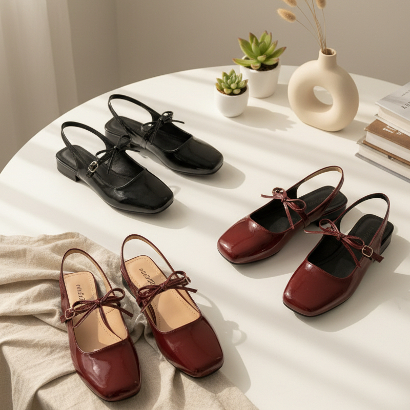 Sepatu wanita sepatu hak tali pita zenie hak 3cm