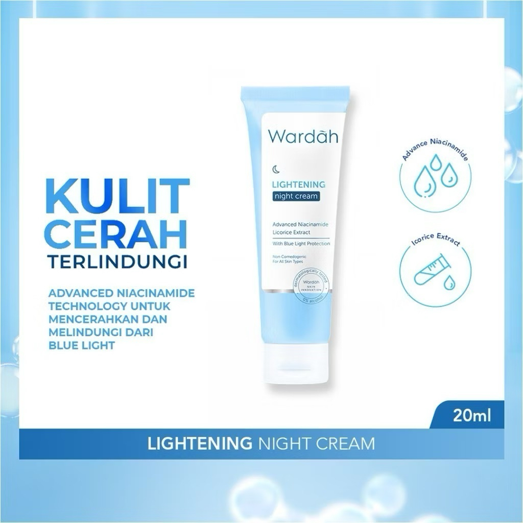 WARDAH Pencerah  Pelembap Intensif | Krim Light+  Pelembap Pencerah Niacinamide  Pelembab Wajah Pemu