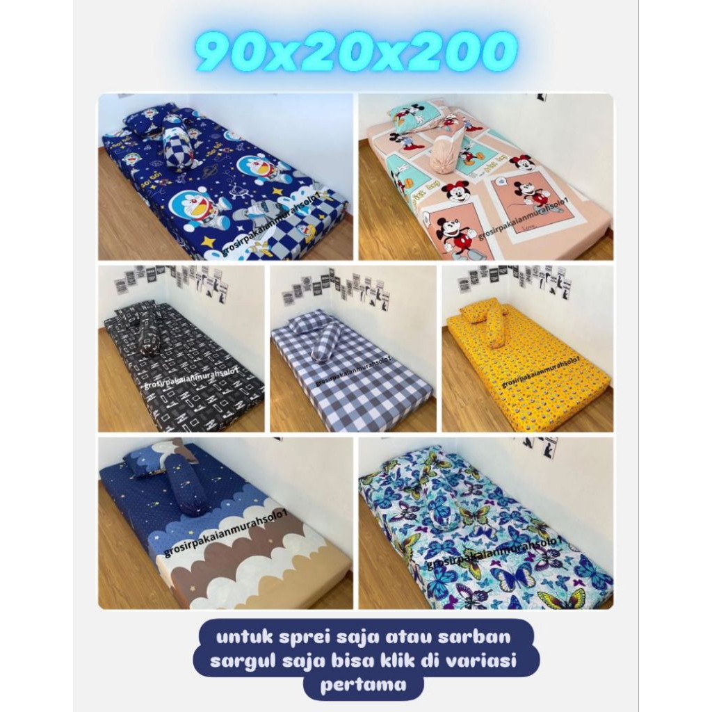 Sprei Single Ukuran 90x20x200 Sudut Karet | Sprei Homemade  Tangan Pertama | Sprei set Sarban Sargul