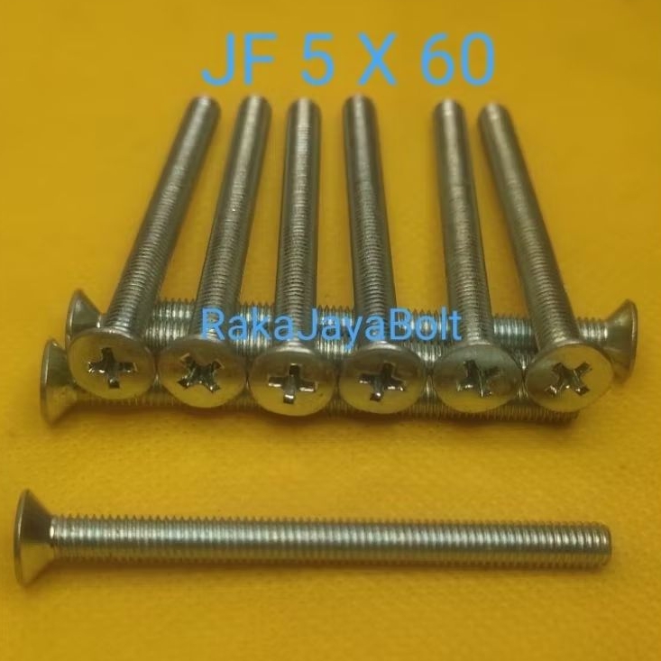 Baut JF Flat Head/Baut Obeng Plus M5x60mm