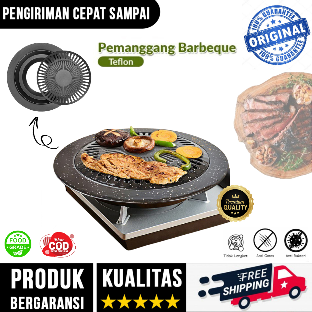 Alat Panggang Portable Bulat Korean BBQ Serbaguna / Alat Pemanggang Panggangan Barbeque Teflon Dagin