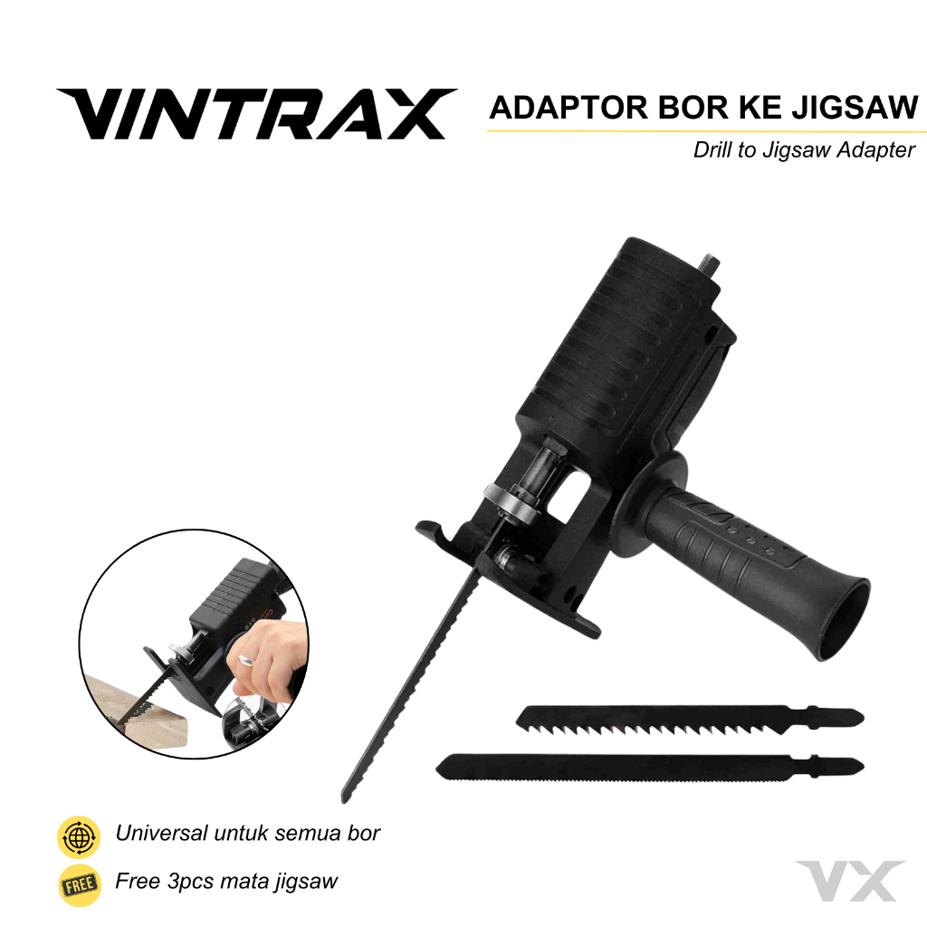VINTRAX Adaptor Bor ke Jigsaw / Pengubah Bor ke Gergaji Triplek / Bor ke Gergaji Papan Kayu