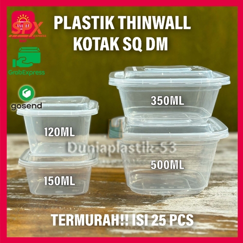 (INSTANT) Per Dus DM Thinwall Persegi Square (SQ) Sedang / Kotak makan 350ml, 500ml