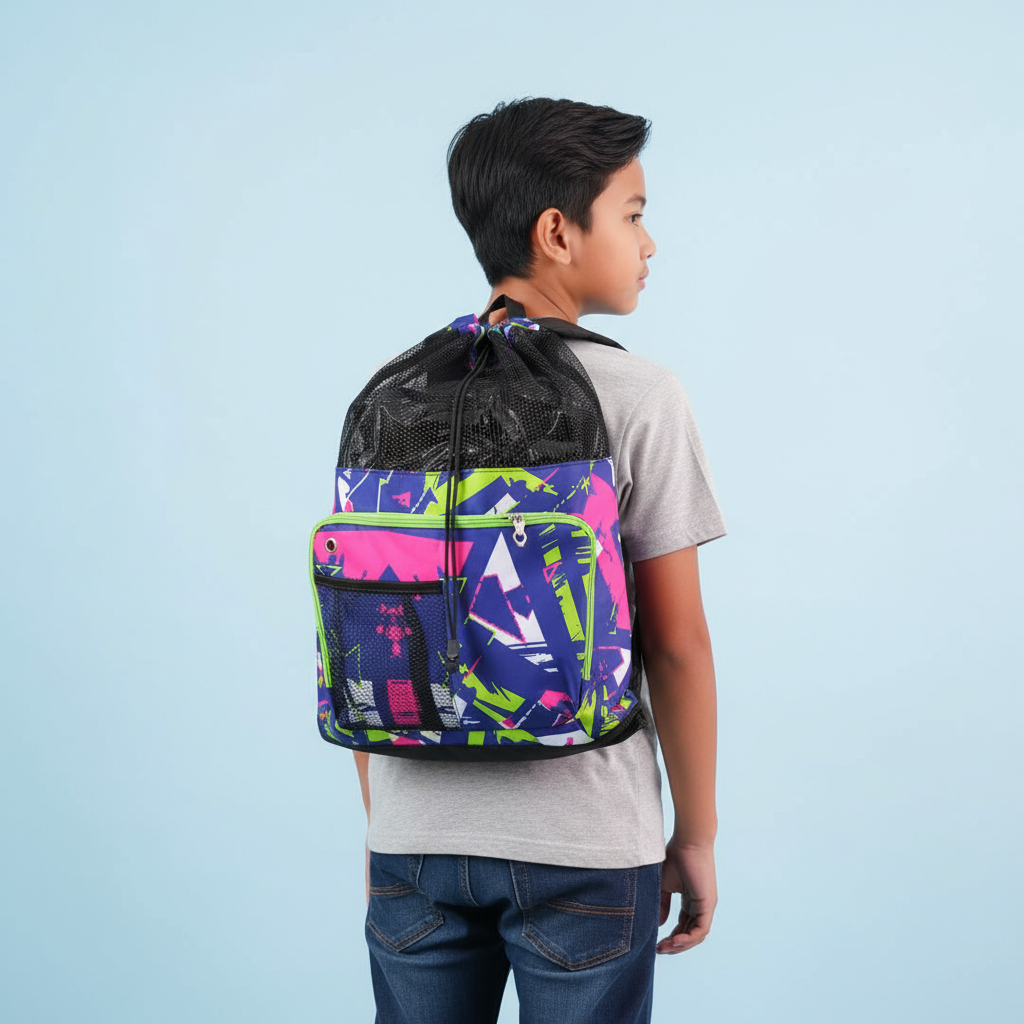 ATLAN Tas Sport Renang Jaring Motif Abstract Purple