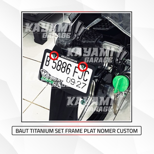 Baut Titanium set frame plat nomer custom + mur stainless