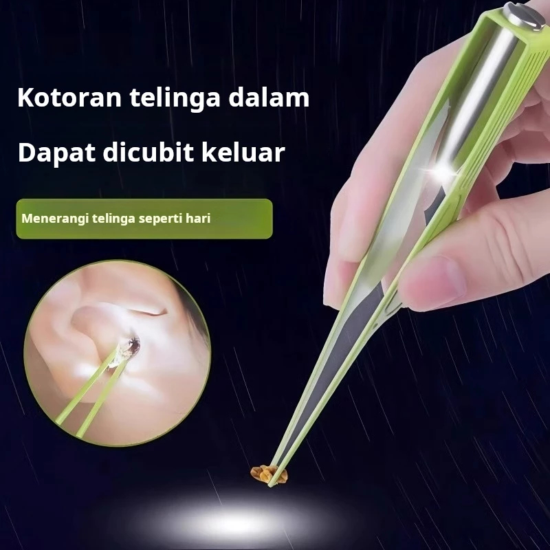 Alat pembersih telinga visual, artefak pembersih telinga dengan klip telinga bercahaya, alat pembers