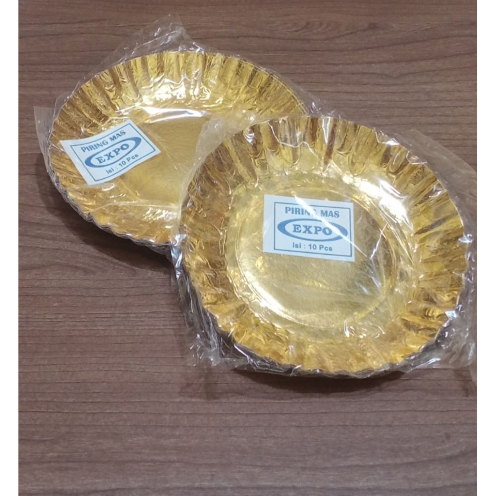 10pcs Piring Kertas Mas/Piring Kue Ulang Tahun/Piring Siomay/Piring Buah