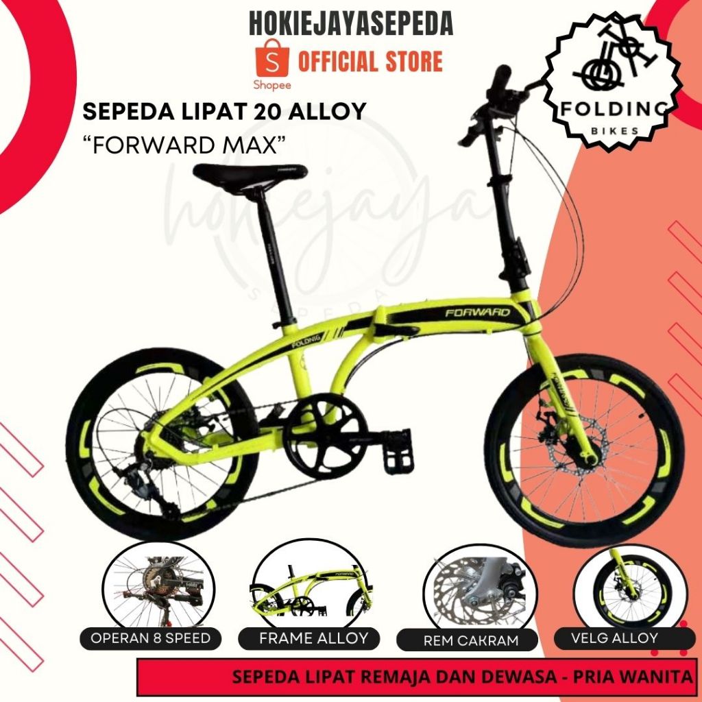 Sepeda Lipat alloy 20" FORWARD MAX frame alloy - 8 speed - Rem disc brake new MODEL