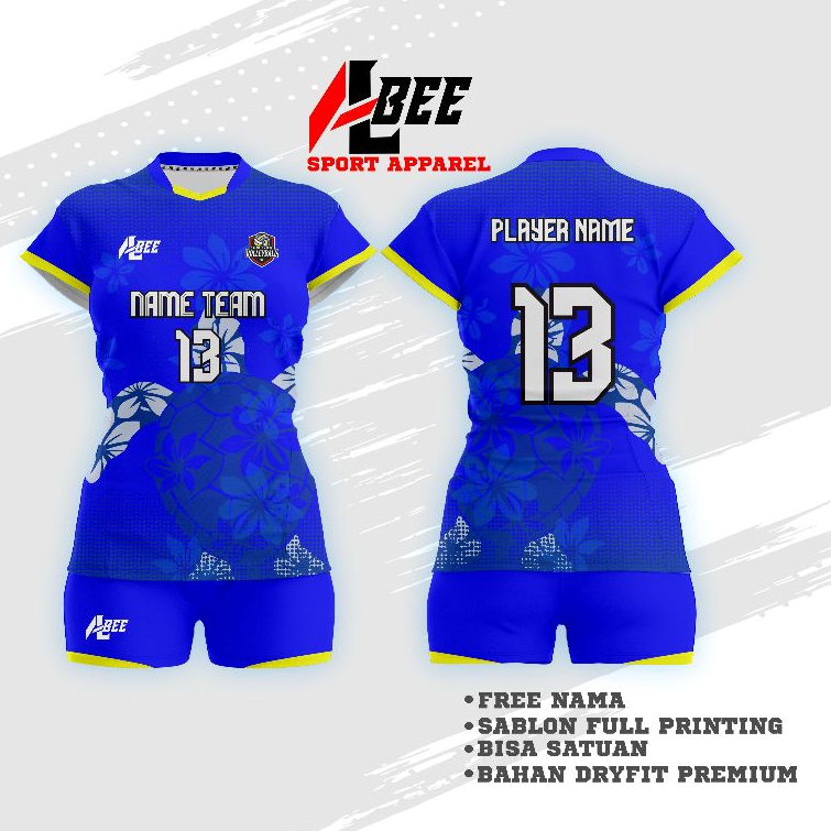JERSEY VOLLY WANITA TERBARU / BAJU VOLLY STELAN MOTIF BUNGA