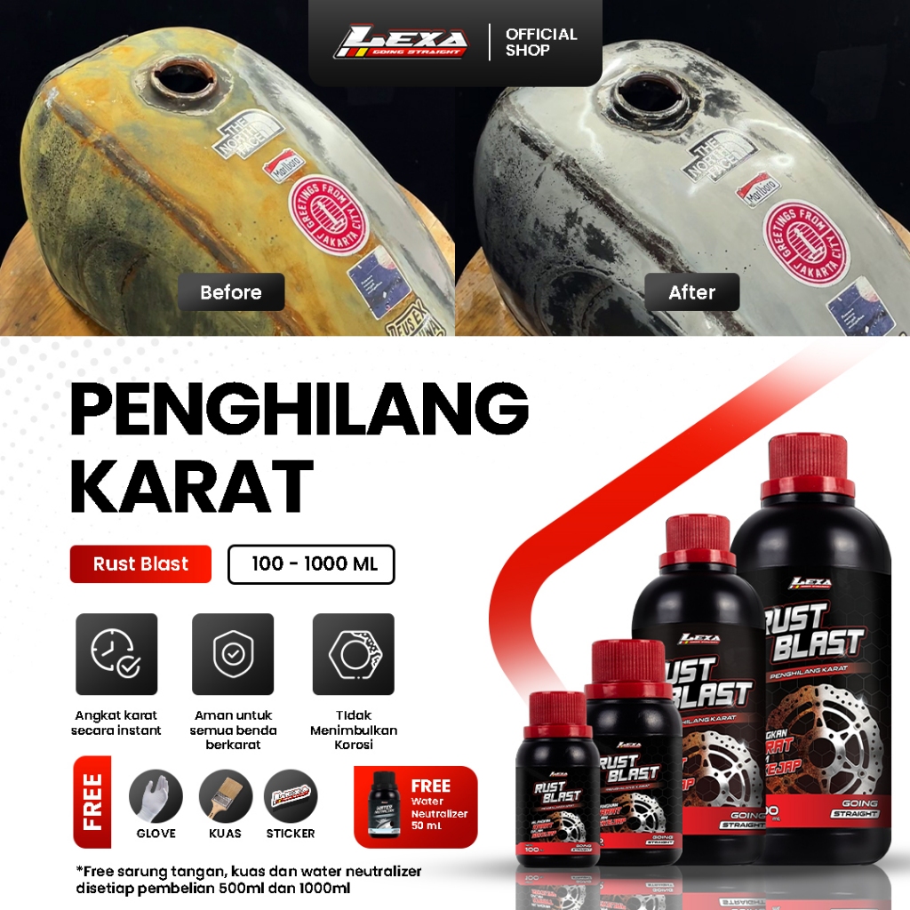 Pembersih Karat Motor & Mobil – LEXA Rust Blast Cairan Anti Karat Ampuh Hilangkan Noda Kerak Besi