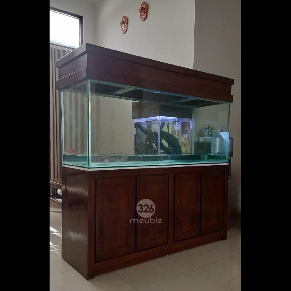 Meja Aquarium Minimalis Jati Mebel Jepara - Bufet Aquarium Minimalis Jati + Tutup Atas