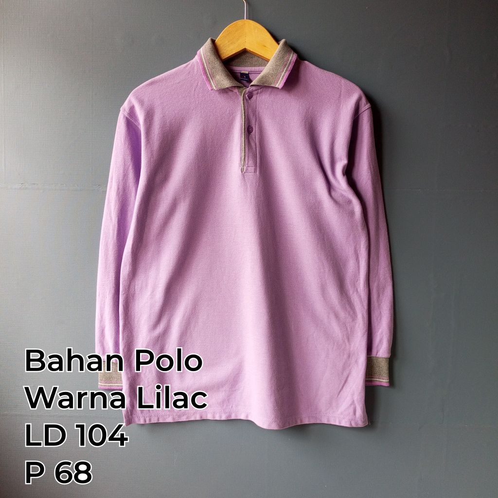 kaos kerah lengan panjang bahan polo warna lilac | size L good condition| pakai second preloved