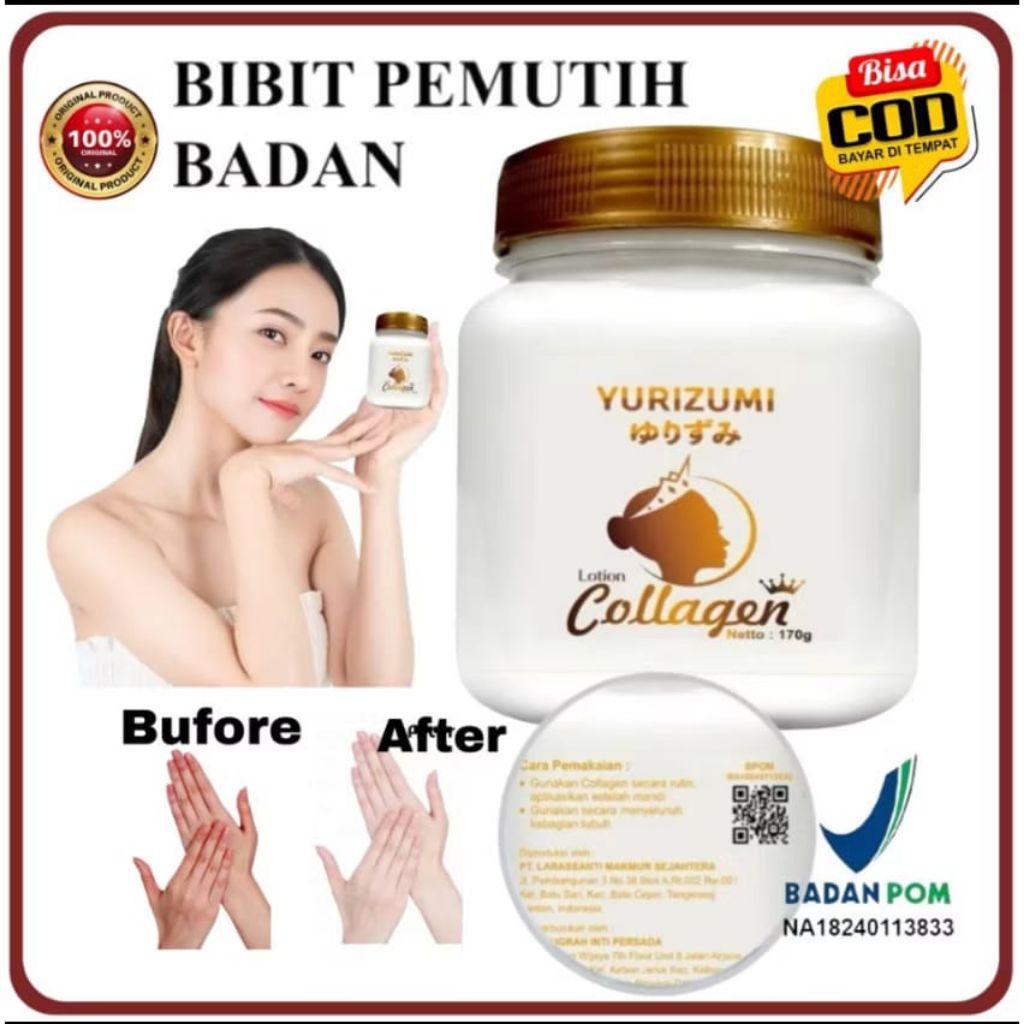 BIBIT COLLAGEN PEMUTIH KULIT MENCERAHKAN TUBUH PERMANEN BODY LOTION BRIGHTENING ALAMI COSMETICS ASLI