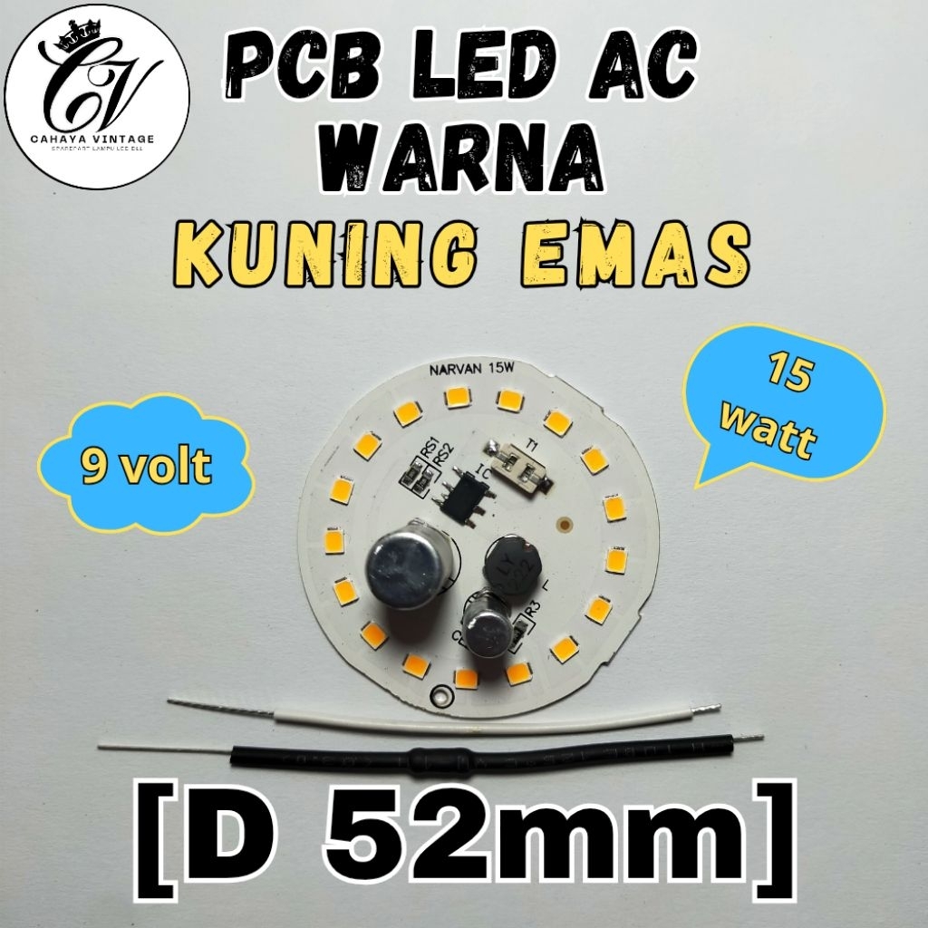 PCB LED AC CAHAYA KUNING EMAS 15 WATT MESIN LAMPU