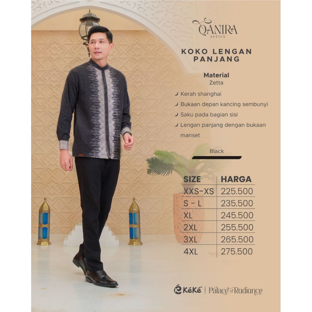 KOKO HITAM LENGAN PANJANG QANIRA BY KEKE, KOKO HITAM LENGAN PANJANG PREMIUM, SARIMBIT QANIRA BY KEKE