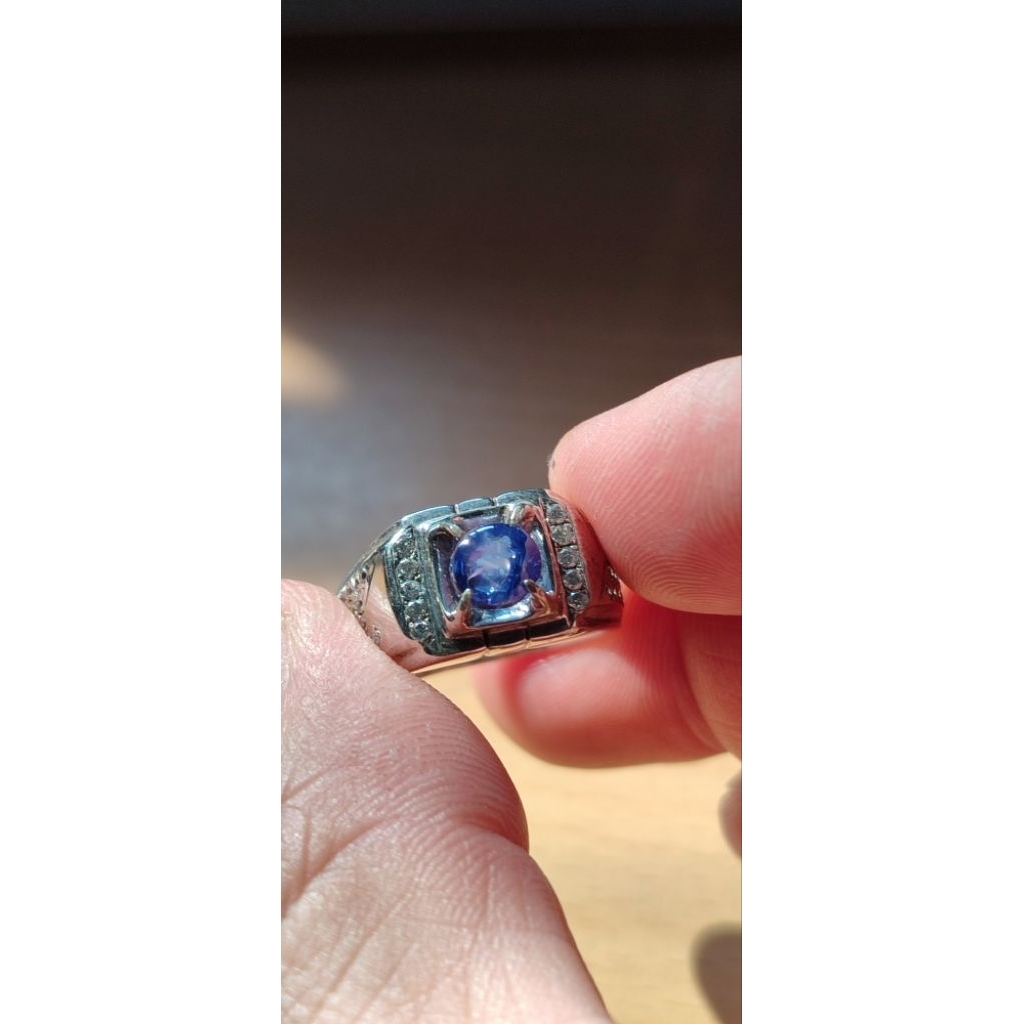 cincin batu permata natural blue star safir ceylon