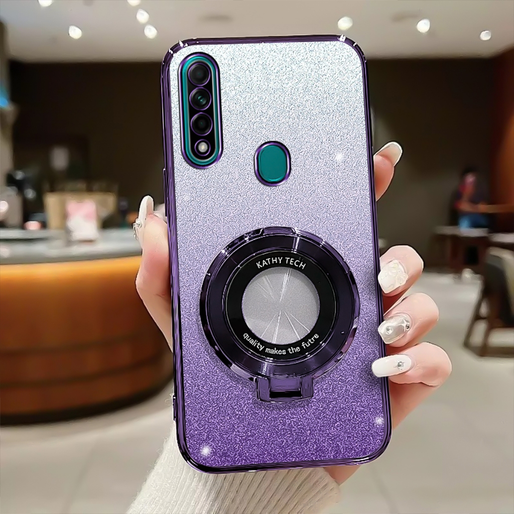 Soft Case Oppo A31, A8 Casing Luxury Glitter Plating Ring Magnetic Holder