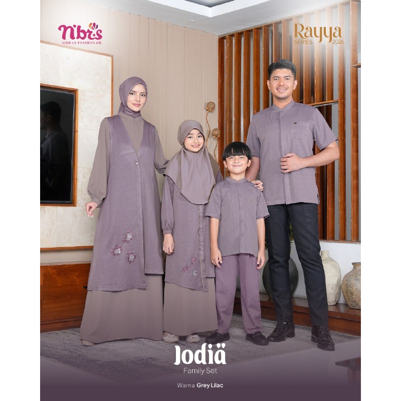 SERAGAM JODIA GREY LILAC INNER OUTER BUSANA MUSLIM LEBARAN KELUARGA DIARAYYAKU 2026 JODIA GREY LILAC