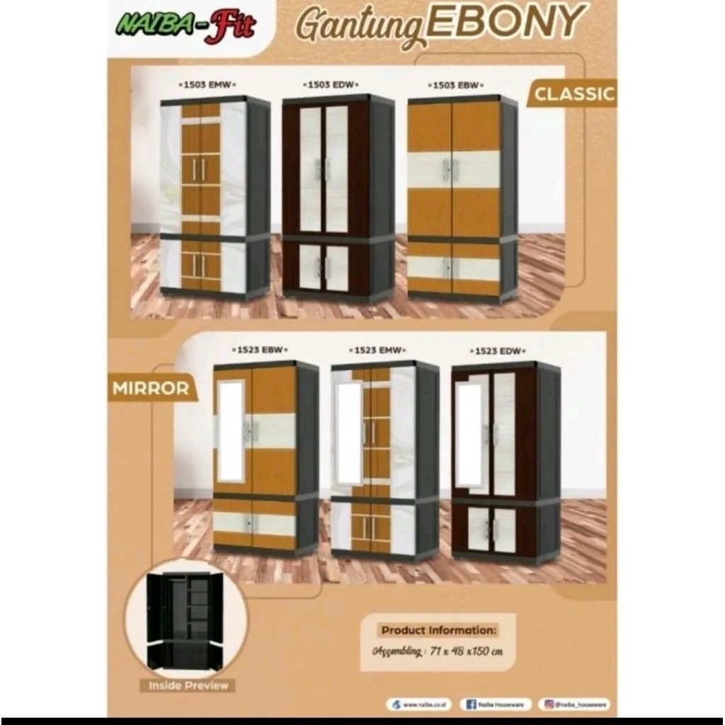Lemari Plastik/Lemari naiba Gantung 1523 Mirror