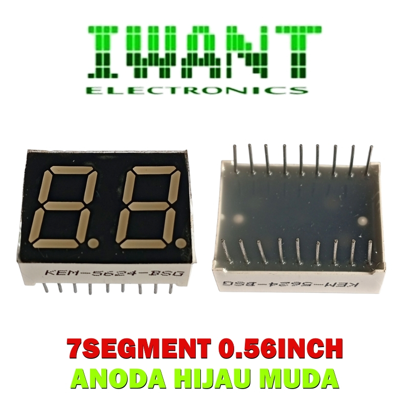 7 SEGMENT 2 DIGIT 0.56 INCH ANODA HIJAU SEVEN SEGEMENT 2 DIGIT 0.56 INCH ANODA HIJAU