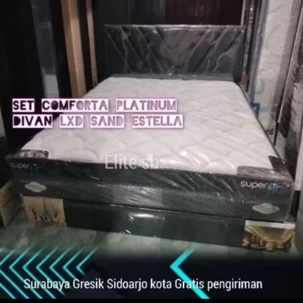 Set comforta superfit neo platinum 120x200 divan lxd sand lxd kasur spring bed