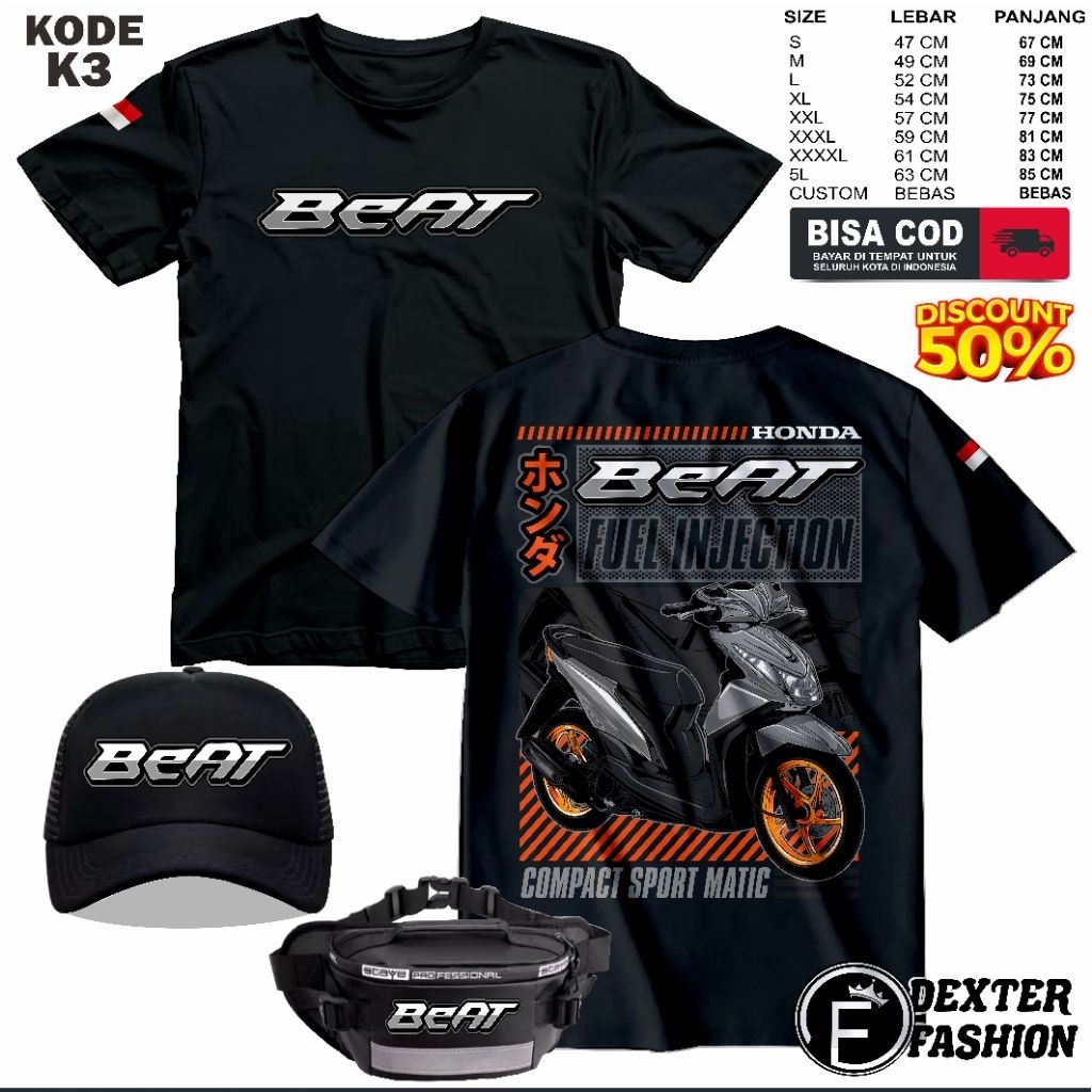 BAJU KAOS HONDA BEAT TERBARU KAOS HONDA BEAT GRATIS TOPI DAN TAS TERBARU ORIGINAL