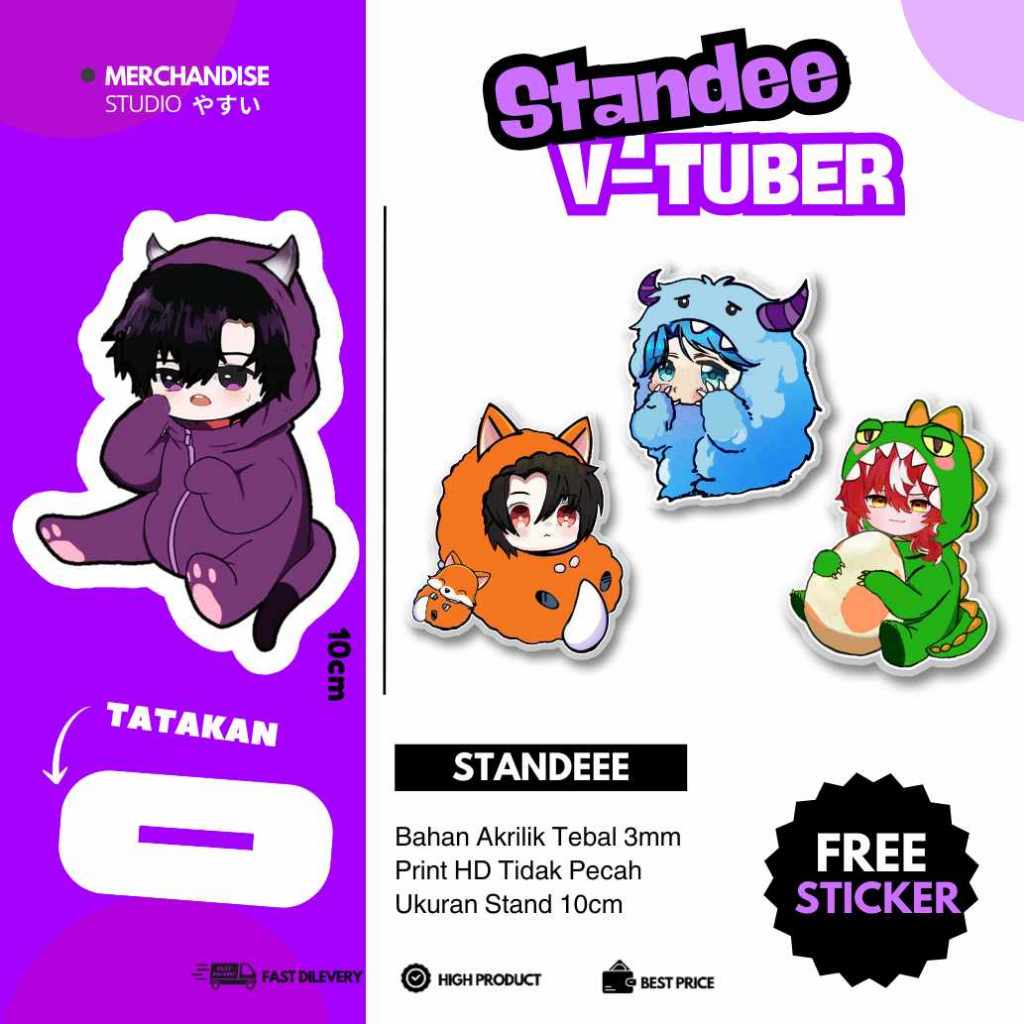 OZM1 - Standee Figure Akrilik Vtuber Indonesia Harris Souta Gin Arion / Stand Standing Action figure