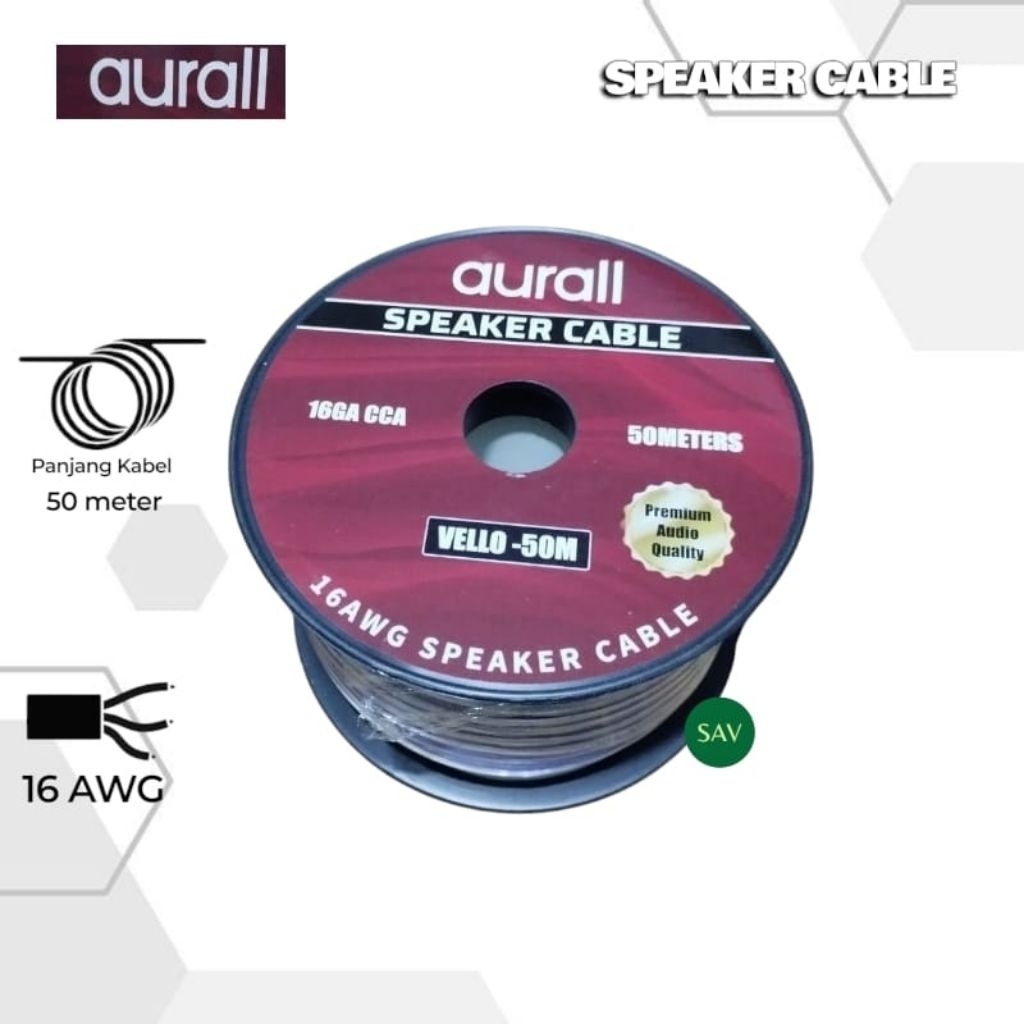 Kabel Audio Speaker Cable/Kabel Speaker 16 AWG AURALL 16GA CCA